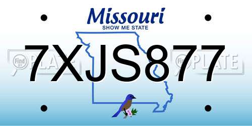 7XJS877 Missouri License Plate