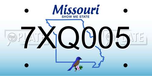 7XQ005 Missouri License Plate