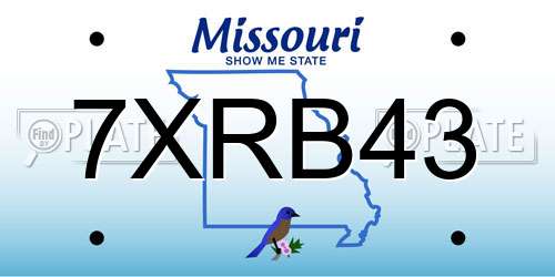 7XRB43 Missouri License Plate
