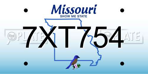 7XT754 Missouri License Plate