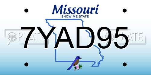 7YAD95 Missouri License Plate