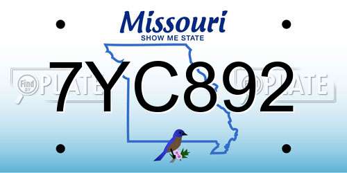 7YC892 Missouri License Plate