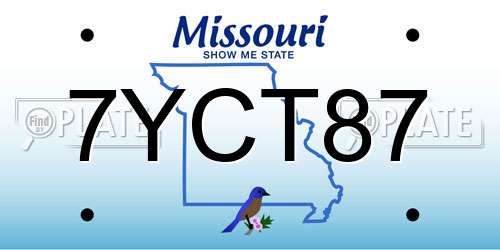 7YCT87 Missouri License Plate