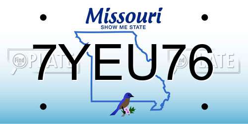 7YEU76 Missouri License Plate