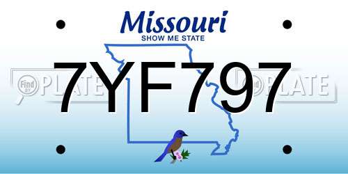 7YF797 Missouri License Plate