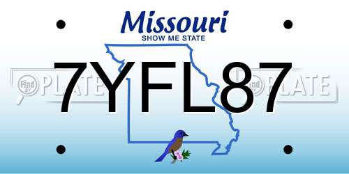 7YFL87 Missouri License Plate
