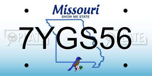 7YGS56 Missouri License Plate