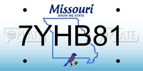 7YHB81 Missouri License Plate