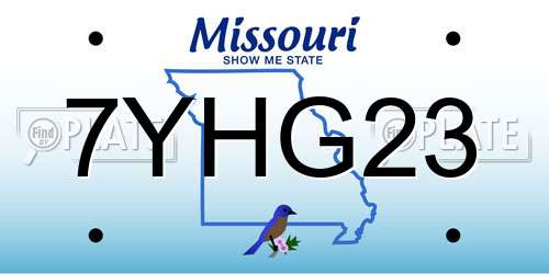7YHG23 Missouri License Plate