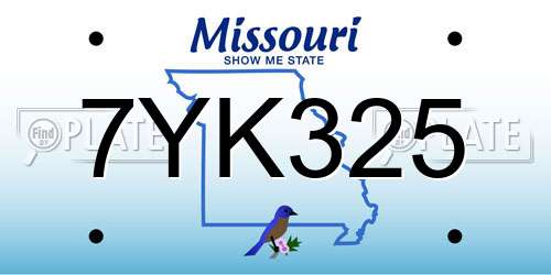 7YK325 Missouri License Plate