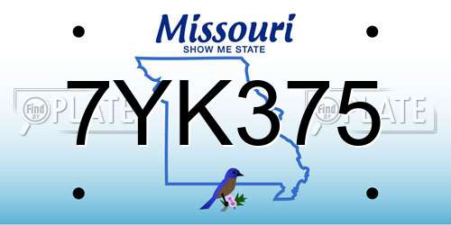 7YK375 Missouri License Plate