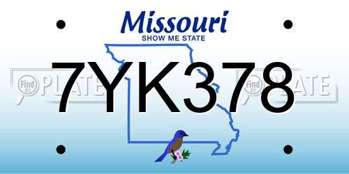7YK378 Missouri License Plate