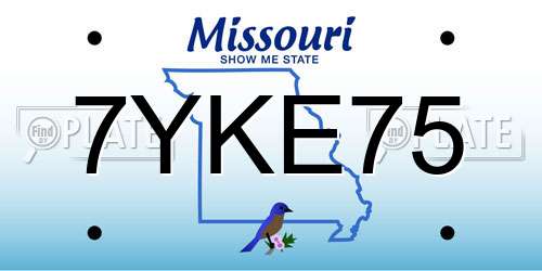 7YKE75 Missouri License Plate
