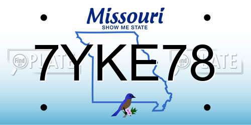 7YKE78 Missouri License Plate