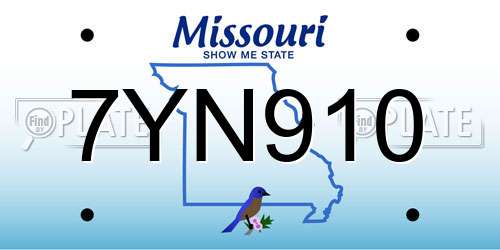 7YN910 Missouri License Plate