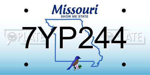 7YP244 Missouri License Plate