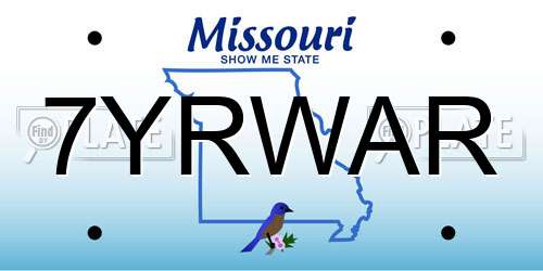 7YRWAR Missouri License Plate
