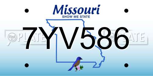 7YV586 Missouri License Plate
