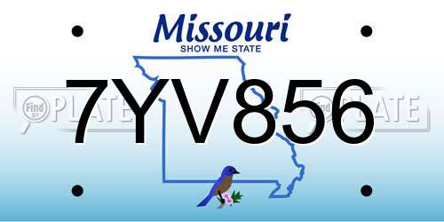 7YV856 Missouri License Plate