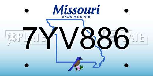 7YV886 Missouri License Plate