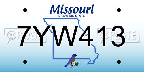 7YW413 Missouri License Plate