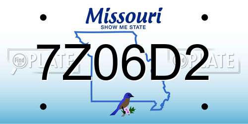 7Z06D2 Missouri License Plate