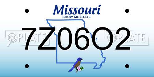 7Z06O2 Missouri License Plate