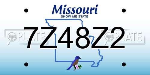 7Z48Z2 Missouri License Plate
