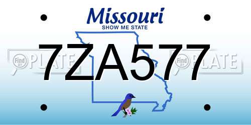 7ZA577 Missouri License Plate