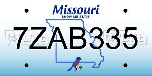 7ZAB335 Missouri License Plate