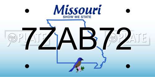 7ZAB72 Missouri License Plate