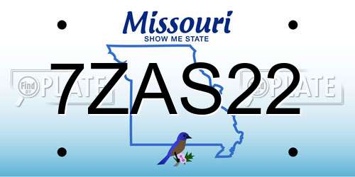 7ZAS22 Missouri License Plate
