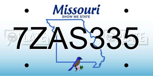 7ZAS335 Missouri License Plate