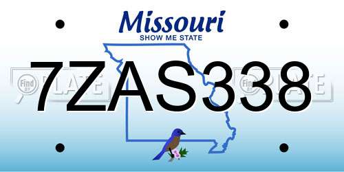 7ZAS338 Missouri License Plate
