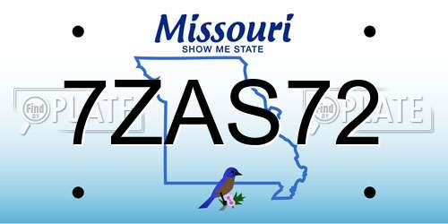 7ZAS72 Missouri License Plate
