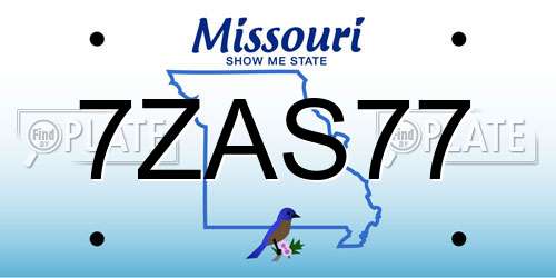 7ZAS77 Missouri License Plate