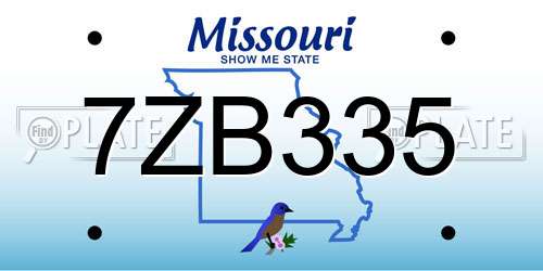 7ZB335 Missouri License Plate