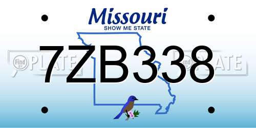 7ZB338 Missouri License Plate