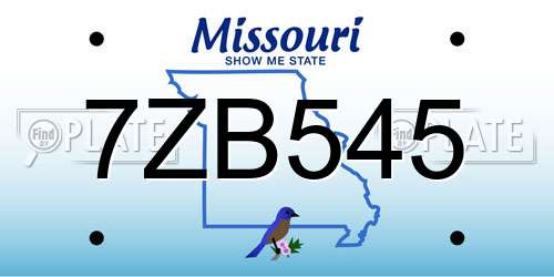 7ZB545 Missouri License Plate