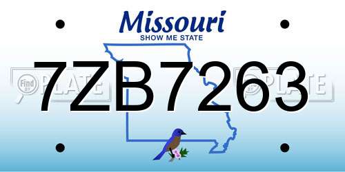 7ZB7263 Missouri License Plate