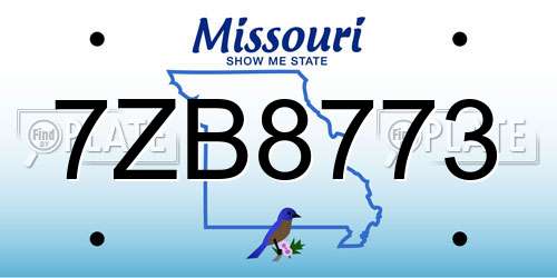 7ZB8773 Missouri License Plate