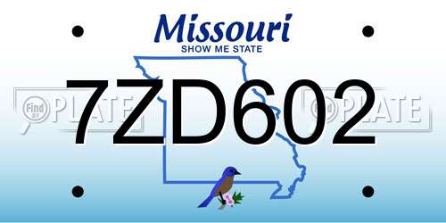 7ZD602 Missouri License Plate