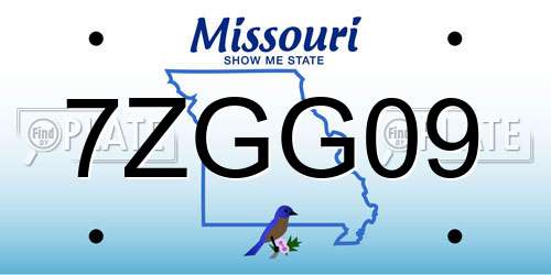 7ZGG09 Missouri License Plate