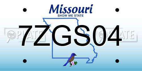 7ZGS04 Missouri License Plate