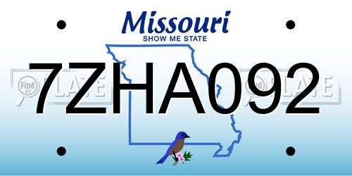 7ZHA092 Missouri License Plate