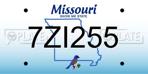 7ZI255 Missouri License Plate