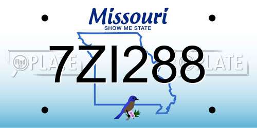 7ZI288 Missouri License Plate
