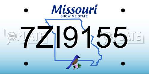 7ZI9155 Missouri License Plate