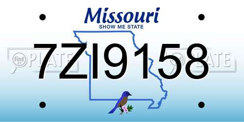 7ZI9158 Missouri License Plate