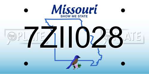 7ZII028 Missouri License Plate